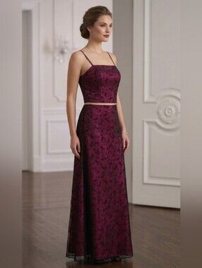 Morgan & Co. Fusia & black 2pc. Corset top & skirt formal gown juniors s…
